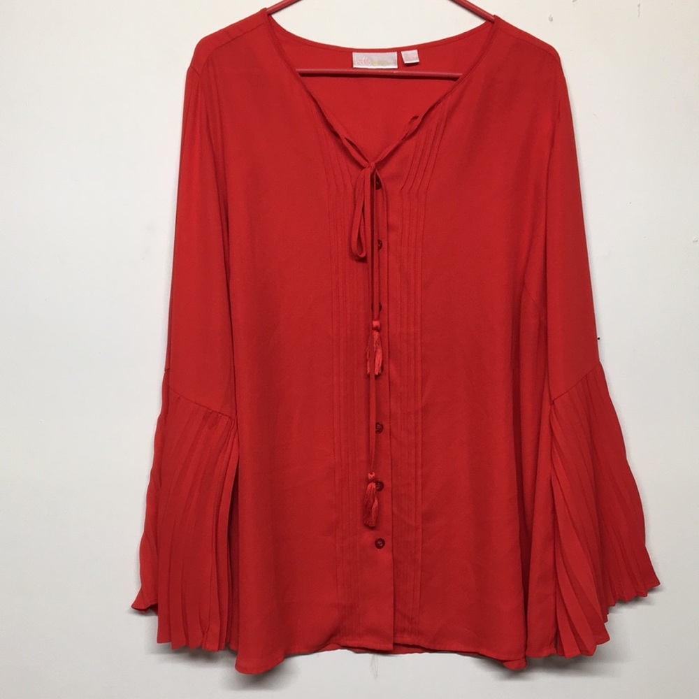 Belle Kim Gravel Red Blouse